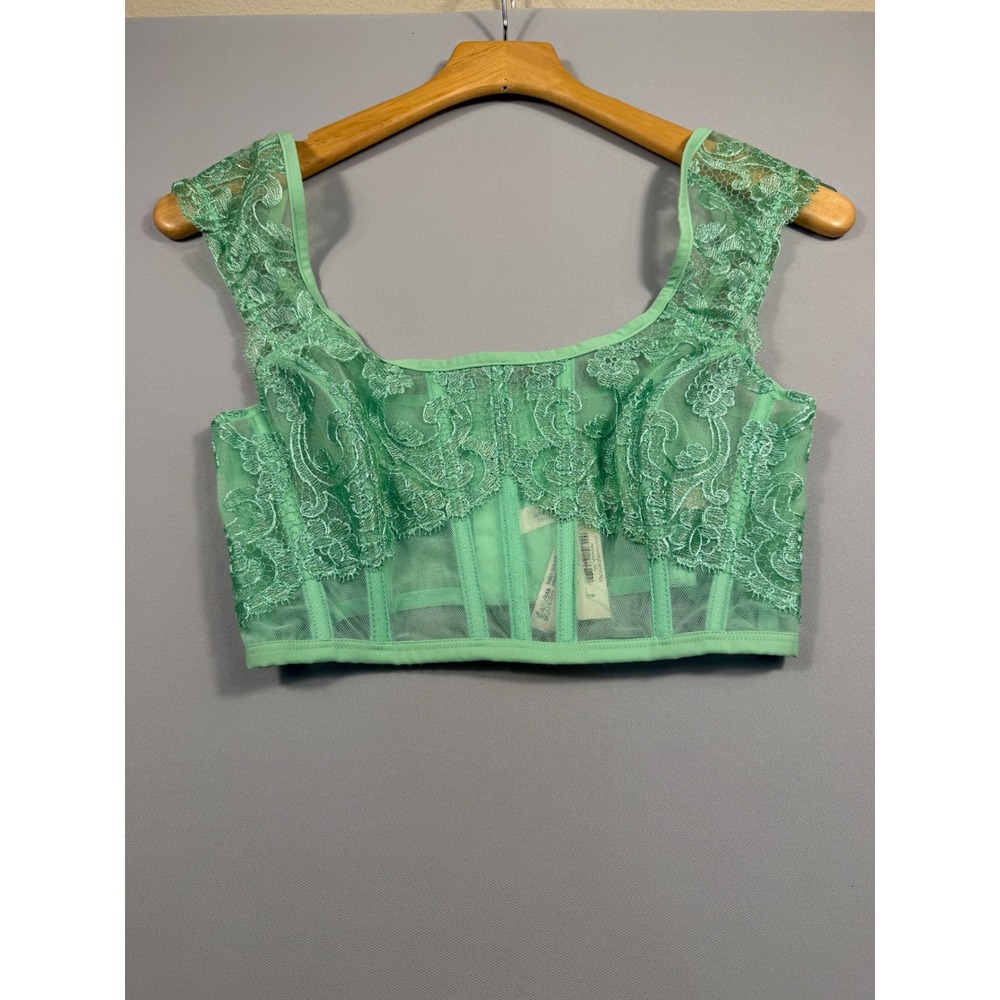 Victorias Secret Dream Angels Lace Corset Top Mint Green Bustier Small 11240102